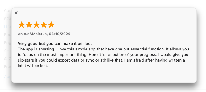 Feedback on Apple App Store